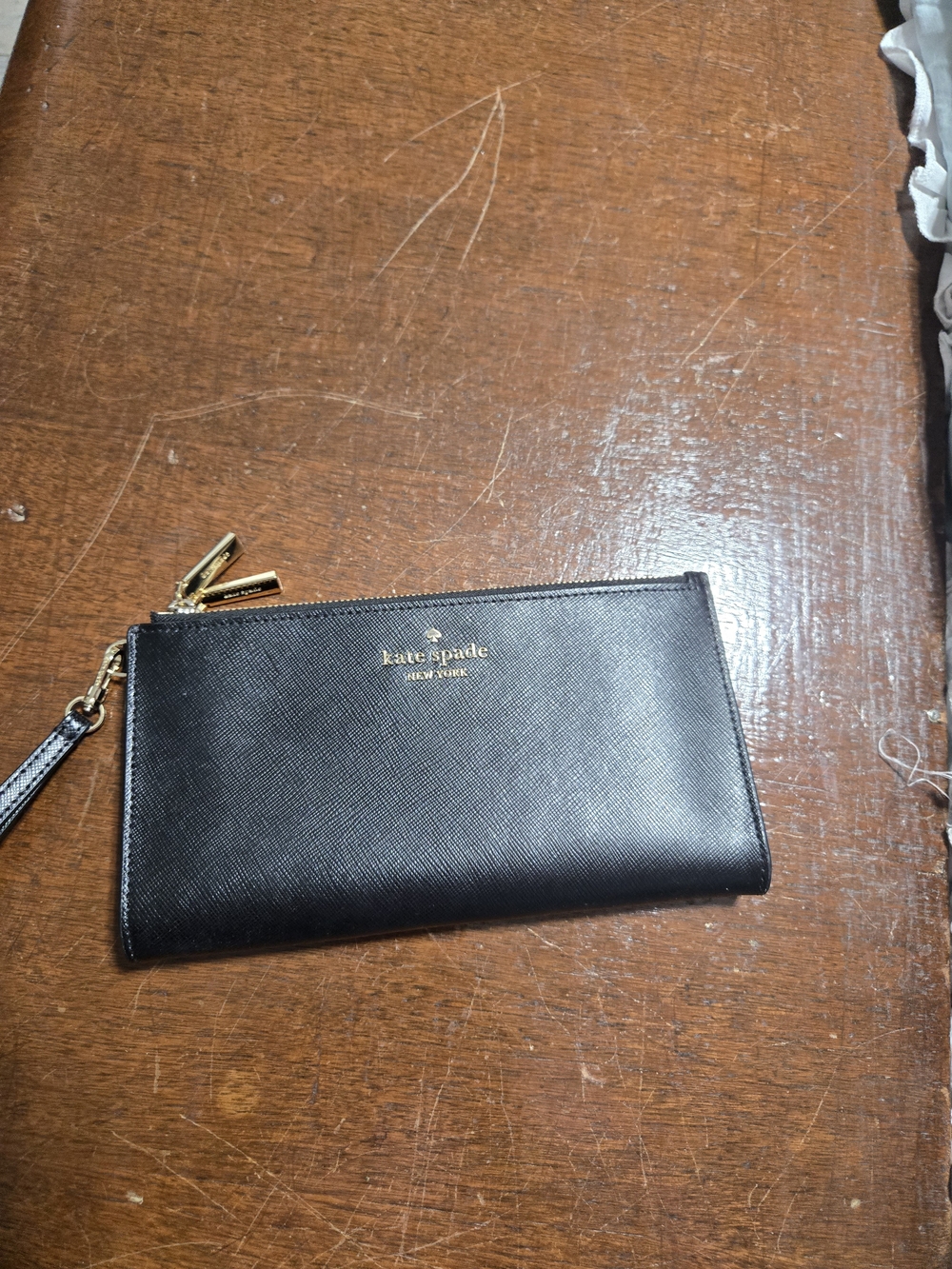 kate spade New York Black Leather Wristlet Wallet